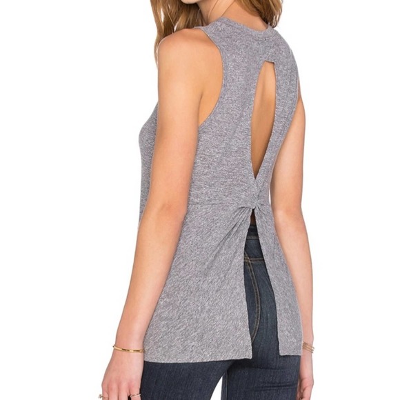 Monrow Tops - Monrow Open back Twist Tank Heather Grey L